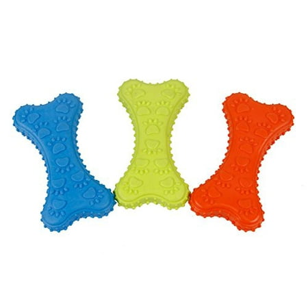 Evelyne Gmt10143 3Piece Set Pet Supplies Soft Chew Toy For Canine Dog Flat Bone Shape Colors Vary