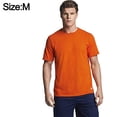 thumbnail image 2 of Camiseta deportiva de rendimiento para hombre de color naranja: cuello redondo, algodón, ropa deportiva para exteriores, manga corta, 2 of 5