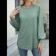 thumbnail image 5 of Blusas de Larga con Ojales para Mujer, -Otoño 2025, Cuello Redondo, Blusas Informales Holgadas, Conjuntos de Moda. Verde M, 5 of 10
