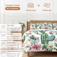 thumbnail image 6 of 3 Piece Pink Succulent Duvet Cover Set California King,Microfiber Comforter/Quilt Cover with Corner Ties and 2 Pillowcases,Green Cactus Pastoral Watercolor All Season Soft Bedding with Zipper Closure, 6 of 8