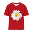 thumbnail image 4 of SDNall Womens Round-Neck Blouses Short Sleeved T Shirts Daisy Flower Print Top, 4 of 9