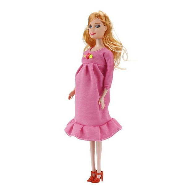 Barbie Dolls Blue Dress Real Pregnant Doll Suit Doll Have A Baby in Her
