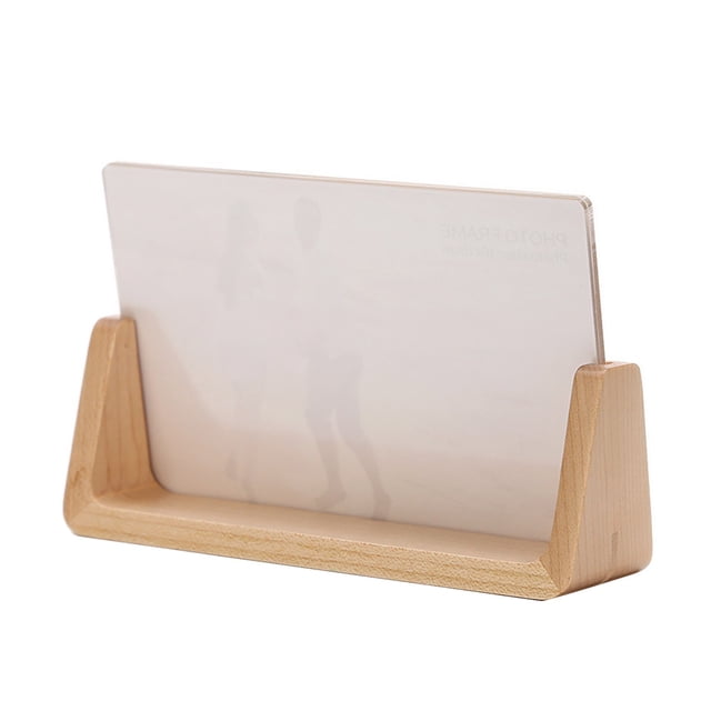Under 10 Desktop Ornament Photo Frame Made of Solid Wood Base and High Definition Acrylic Clear Glass Cover for Desktop Tabletop Showroom Decor (birch Color)
