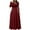 Wine, variant on Fesfesfes Women Round Neck Dress Long Sleeve Solid Ladies Slim Long Dress Plus Size $10