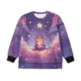 thumbnail image 4 of Xoenoiee Capybara Star Cloud Print Oversized Sweatshirts for Girls Crew Neck Long Sleeve Shirts Casual Loose Slit Pullover Top Fall Outfits, 5-6 Years, 4 of 7