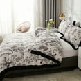 thumbnail image 4 of Move Over Flowers Ruffle Bedding Sets Queen Green Floral Duvet Cover Black Ruffle Flowers Pattern Microfiber No Filling, 4 of 11