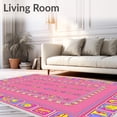 thumbnail image 2 of ODIKA 2'x3' Machine Washable Non-Slip Area Rug, Colorful Alphabet Blocks with Shapes and Numbers Interactive Puzzle High Traffic Rug with Pad, Pink, 697800, 2 of 8