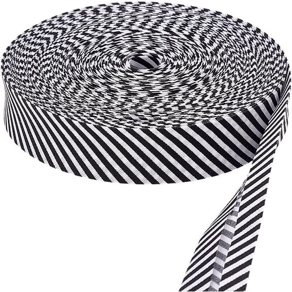 24 Yards/22m Single Fold Bias Tape Black White Stripe Ribbons 3/4 inch(20mm) Polyester Single Fold Binding