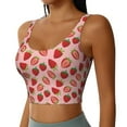 thumbnail image 2 of Fotbe Strawberries Pattern Womens' Sports Bra Longline Wirefree Padded with Medium Support Sports Moisture-Wicking Workou Vest,Tank Top-Large, 2 of 9