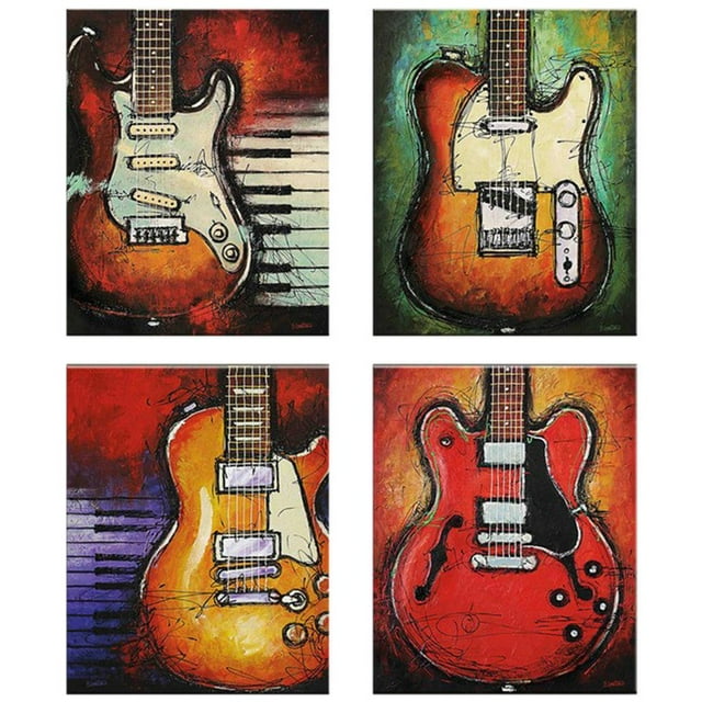 Impresiones de pintura en lienzo sin marco para decoración de pared de sala de estar y dormitorio moderno Guitarras