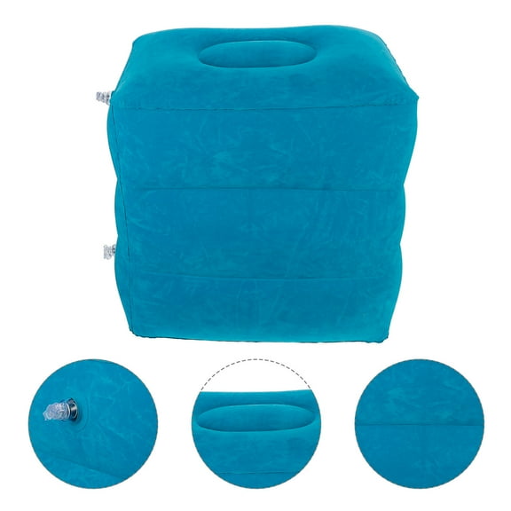 ORDDIART Inflatable Airplane Leg Rest Pillow Blue Travelers Train Travel 1Pcs