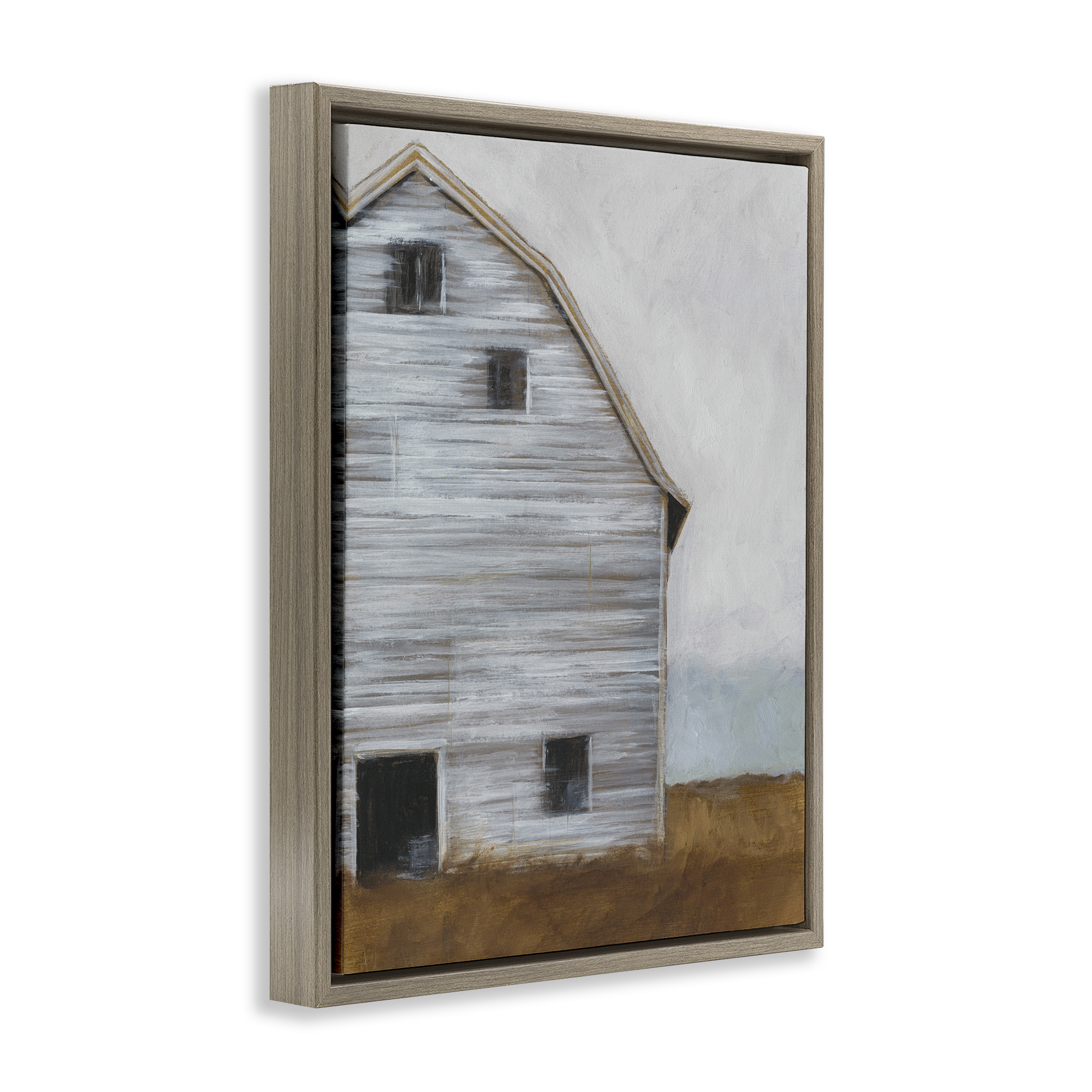 Stupell Industries Worn Old Barn Farmhouse Travel & Places Painting Brown Floater Framed Canvas Art Print Wall Art, 17 x 21