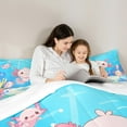 thumbnail image 5 of Castle Fairy Kawaii Axolotl Salamander 3 Pieces Queen Comforter Set for Preppy Child Children,Ocean Animal Ultra Soft Bedding Sets,Marine Wildlife Bedding Comforter Set,Lightweight Room Decor, 5 of 8