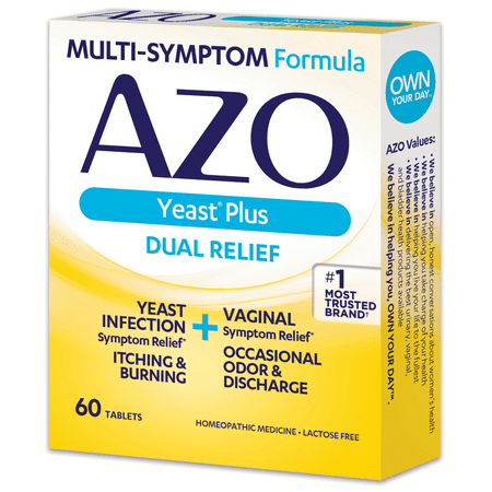 AZO Yeast Plus Infection & Vaginal Symptom Relief Tablets, 60 (Best Yeast Infection Medicine)
