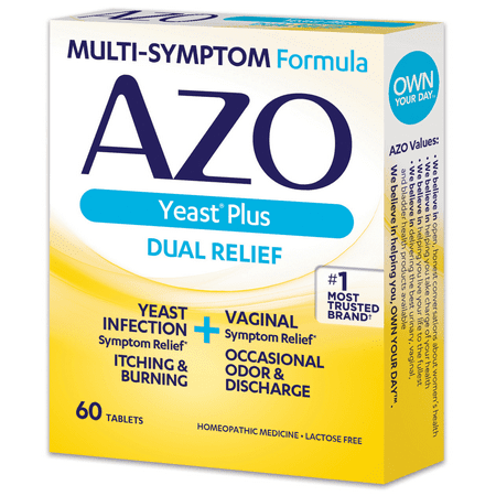 AZO Yeast Plus Infection & Vaginal Symptom Relief Tablets, 60 (Best Otc Yeast Infection Cure)