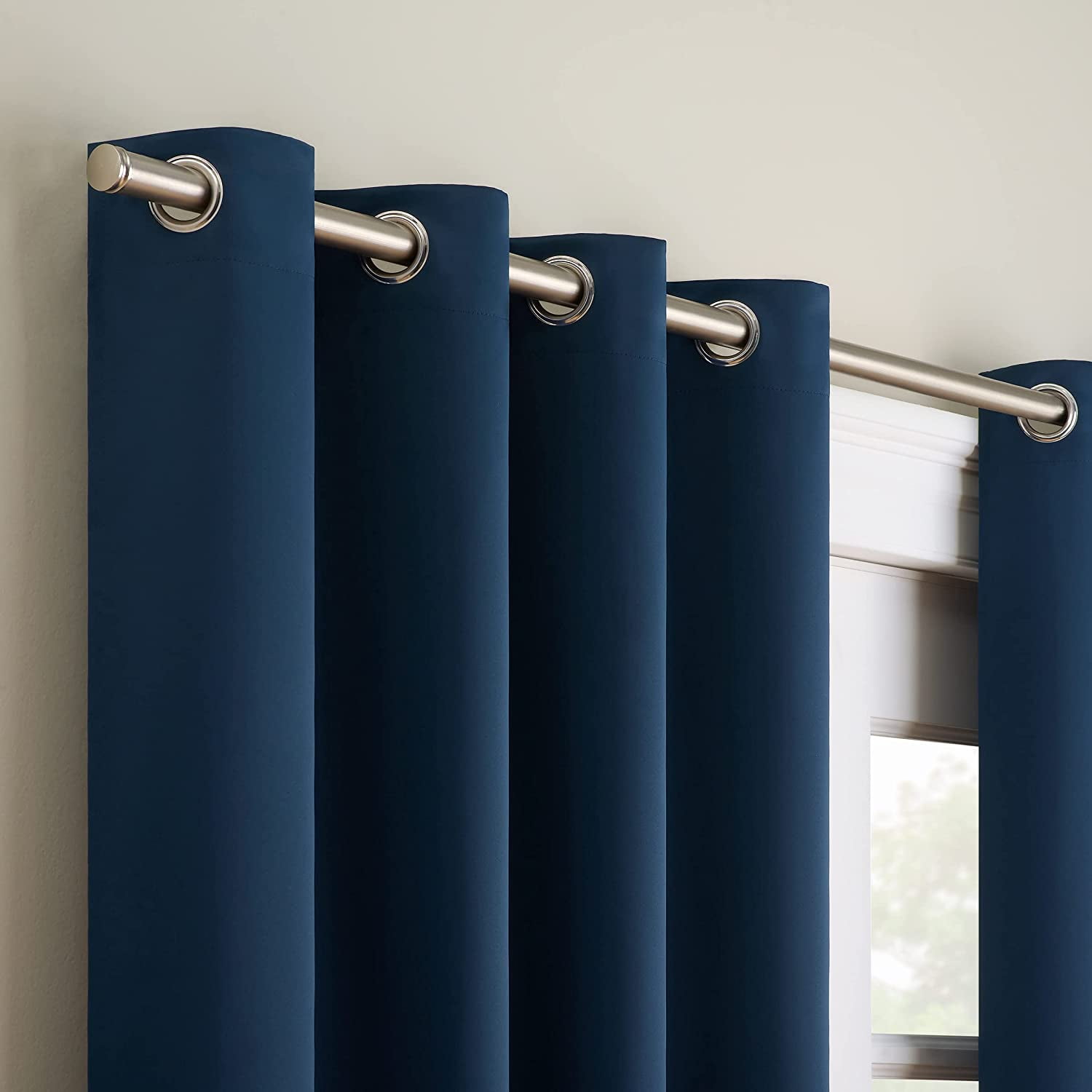 ECLIPSE Brockfield Waterproof Blackout Thermal Insulated Grommet Outdoor Curtain for Patio or Porch (1 Panel), 52 in x 108 in, Navy