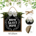 thumbnail image 2 of Eveokoki Home Sweet Home Wreaths Decor Sign Front Door, Round Wood Hanging Sign with Ribbon Bow and Artificial Green Leaves, Farmhouse Porch Decorations for Home 10", 2 of 5