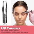 thumbnail image 2 of Pinzas rojas con luz LED, pinzas depilatorias iluminadas, pinzas de maquillaje con luz, pinzas de precisión para cejas en acero inoxidable, 2 of 4