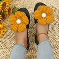 thumbnail image 5 of Virmaxy Womens Beach Sandals Women's New Summer One-line Fivel Flower Platform Slippers Wear Fashionable Beach Sandals Slippers Yellow 42, 5 of 7