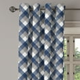 thumbnail image 2 of Ambesonne Abstract Grommet Curtain, Checkered Tartan Shape, 50" x 96", Dimgrey White Dark Blue, 2 of 6