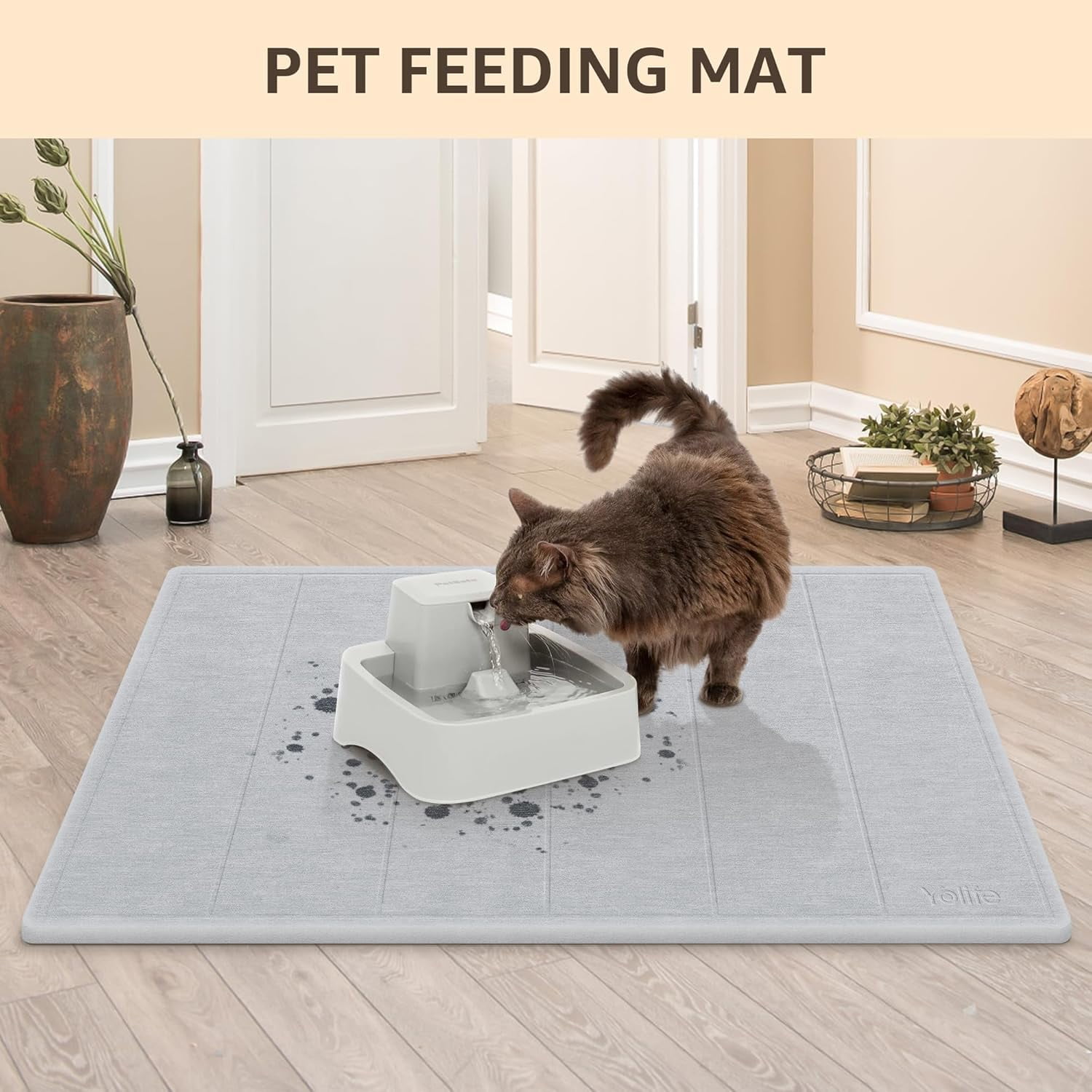 Yolife 32"x20" Diatomite Bath Mat, Super Absorbent Quick-Dry Bathroom Rug, Non-Slip Natural Diatomaceous Earth Mat for Shower, Kitchen, Entryway, Easy to Clean,Light Grey