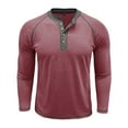 thumbnail image 5 of Mens Long Sleeve Henley Shirts Lightweight Classic Button Up Tops 2025 Fall Stylish Casual Slim Fit Workout Basic Tees Z001-Red XXL, 5 of 6