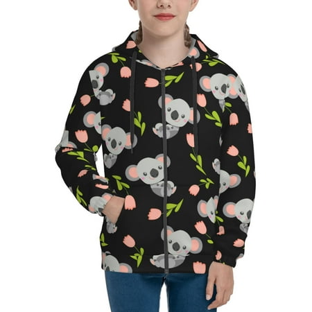 

Hoodies for Teen Girls Boys Pink Tulip Gray Koala Long Sleeve Youth Kids Essentials Zip Up Hoodie Lghtweight Fashion Hoodies & Sweatshirts Jacket Fall Winter Outfits Tops