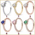 thumbnail image 5 of Anillo de plata de ley S925 con circonitas en forma de corazón y color azul pálido y verde, 5 of 5