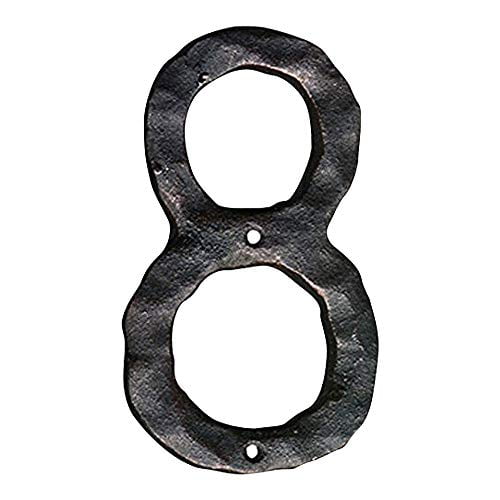 NACH Original Rustic Finish Cast Iron House Address Number for Outside or Inside, Mailbox Number for Outside, Maximum Rust Protection, 4 Inch, Black, #8, JS-RN4-8