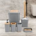 thumbnail image 4 of KRALIX Bathroom Set 6 Pieces Gray Plastic/Bamboo Bathroom Accessories, 4 of 7