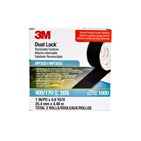 

3M Dual Lock Reclosable Fastener MP3551/MP3552 400/170 Black 1 in x 4.9 yd .23 in 5 per case Boxed