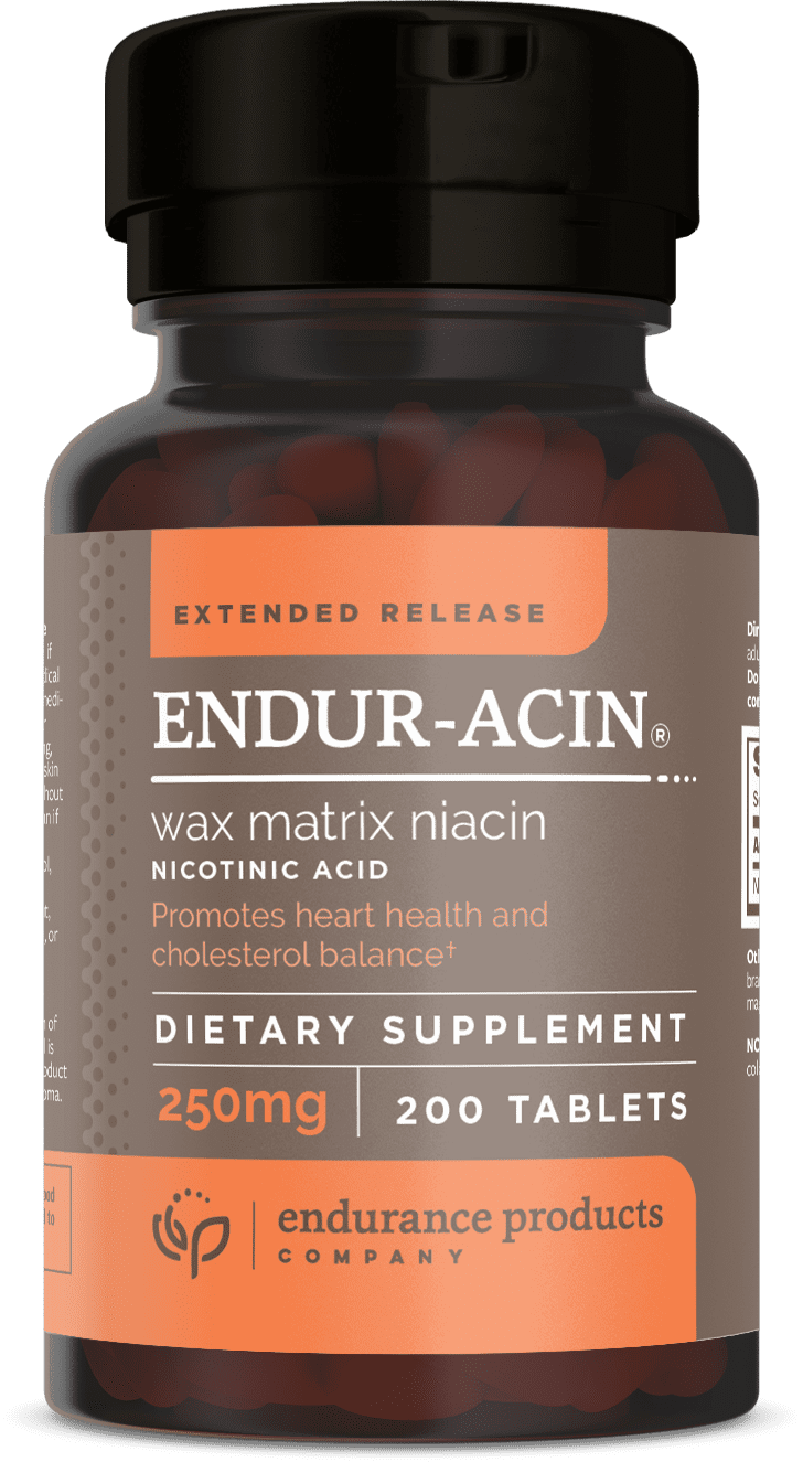 ENDUR-ACIN 250mg Niacin - Extended Release for Optimal Absorption & Low-Flush Vitamin B-3, 200 Tablets - Non-GMO, Vegan, Gluten Free - Endurance Products Company