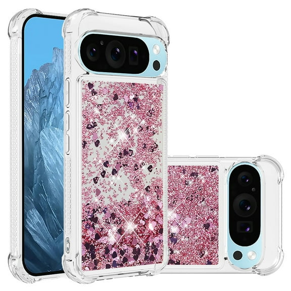 Phone Case for Google Pixel 10 Pro XL Cover Sparkle Glitter Floating Liquid Quicksand Shockproof Soft Silicone TPU Bumper Protective Cover for Google Pixel 10 Pro XL Case, S1