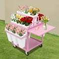 thumbnail image 5 of Metal+PP 6 Tiers Rolling Flower Display Stand,Cart Plant Stand,Flower Display Rack W/18 Flower Buckets 4 Wheels for Florist,Patio Garden Corner (White,Blue,Pink), 5 of 24