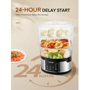 13QT Electric Cooking Steamer, with Delay Timer, 3-Tier Vegetable or Meat Food Steamer, 800W Fast Cooking