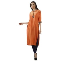 Bimba Women Navy Blue Chic Style Tunic Indian straight Kurta Kurti With Hand-Beaded Work Top Blouse