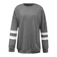 thumbnail image 3 of WTXUE Long Sleeve Shirts for Women Color Block Comfy Crewneck T Shirt Basic Tees Loose Casual Blouses Oversized Tunic Tops Patchwork Blouse Fall Outfits 2026 Trendy Spring Clothes Grey Xxl, 3 of 4
