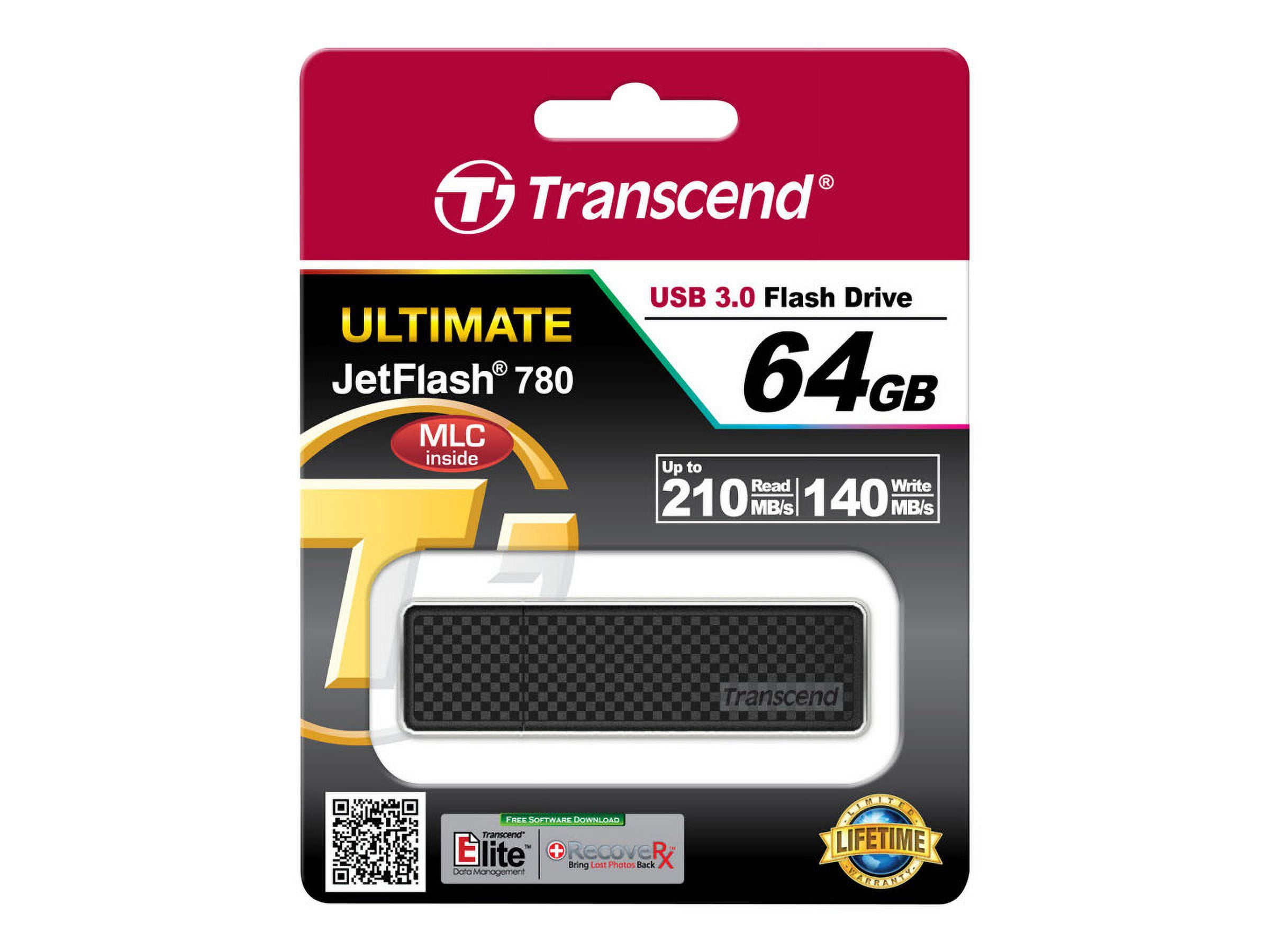 Transcend 64GB JetFlash 780 USB 3.0 Flash Drive - 64 GB - USB 3.0 - 210 MB/s Read Speed - 140 MB/s Write Speed