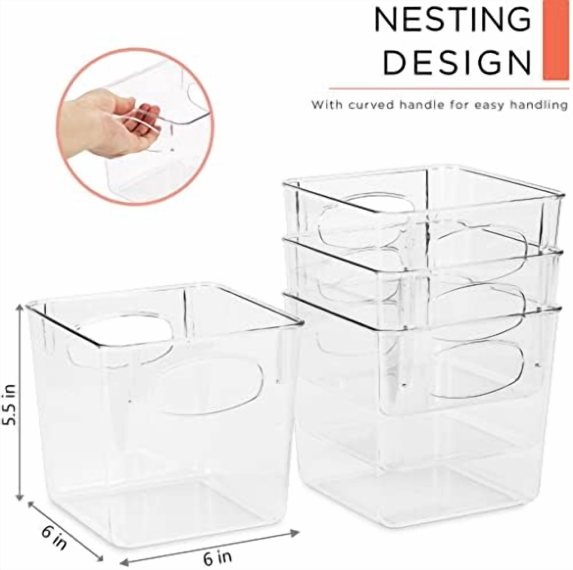 Small Clear Plastic Storage Bins for Shelves, Clothes, with Handle - Clear Storage Bins, Drawer, Shelf, Closet, Pantry, Fridge, Freezer Organizer Bins, Closet Organizers and Storage (8 pack)