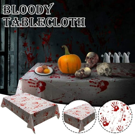 

LnjYIGJ Hot High-Quality Plastic Halloween Handprint Tablecloth Halloween Decorations Handprint Tablecloth（102X51IN) Gifts