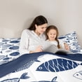 thumbnail image 4 of Homewish Boho Fish 7-Piece Twin Bedding Sets,Bohemain Theme Bedding Comforter Set,Deepblue White Sheet Sets For Boys Kids,Breathable Home Decor Reversible, 4 of 8