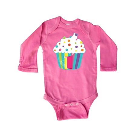 

Inktastic 1st Birthday cupcake Gift Baby Boy or Baby Girl Long Sleeve Bodysuit