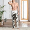 thumbnail image 4 of Salouo Black And White Rose Print Pajama Pants for Men, Lounge Pants Elastic Waistband Casual Men's sleepwear Loungewear Sleep Pajama Pant -Small, 4 of 7