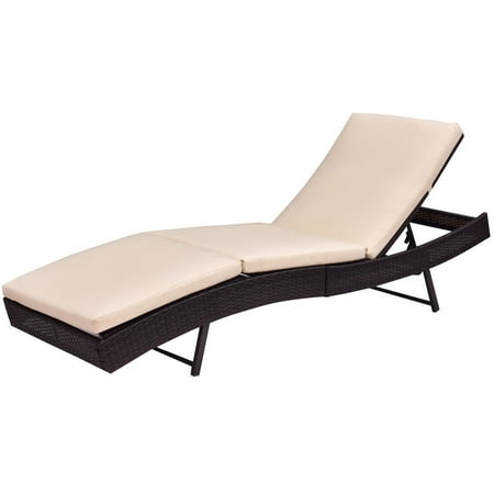 gymax outdoor patio adjustable sun bed wicker lounge chair walmart com