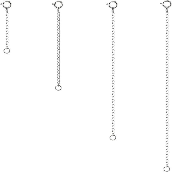 DESIGNICE 4Pcs 925 Sterling Silver Necklace Extenders Chain Bracelet Anklet Extension for Women Multiple Necklaces Jewelry (1", 2", 3", 4")