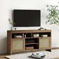 thumbnail image 2 of Yeshouse Boho TV Stand for TV Up to 65 Inch,58" Modern Rattan Entertainment Center with Storage and Adjustable Shelves,Wooden TV Console Cabinet with Doors for Living Room/Bedroom/Farmhouse(Brown), 2 of 8