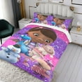 thumbnail image 3 of Doc McStuffins Conjunto de sábanas temático, trío de piezas, cómodo y amigable con la piel, diseño único, regalo de decoración para el hogar para familiares, amigos y fans,140cm *210cm, 3 of 6