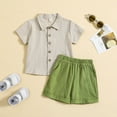 thumbnail image 2 of Cathalem Baby Boy Summer Outfit Toddler Baby Boy Summer Outfit Short Sleeve T Shirt Top Casual Shorts Set Infant Newborn Clothes (Khaki,100), 2 of 6