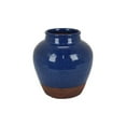 thumbnail image 4 of Venny 12 Inch Ceramic Flower Vase Two Tone Antique Blue and Brown Finish, 4 of 6