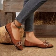thumbnail image 5 of BRGZLK Women's Loafers Flats Casual Versatile Plus Size Metal Chain Pointed Toe Comfortable Breathable Soft Sole Slip-On Work Flats Shoes for Walking Brown 5.5, 5 of 5